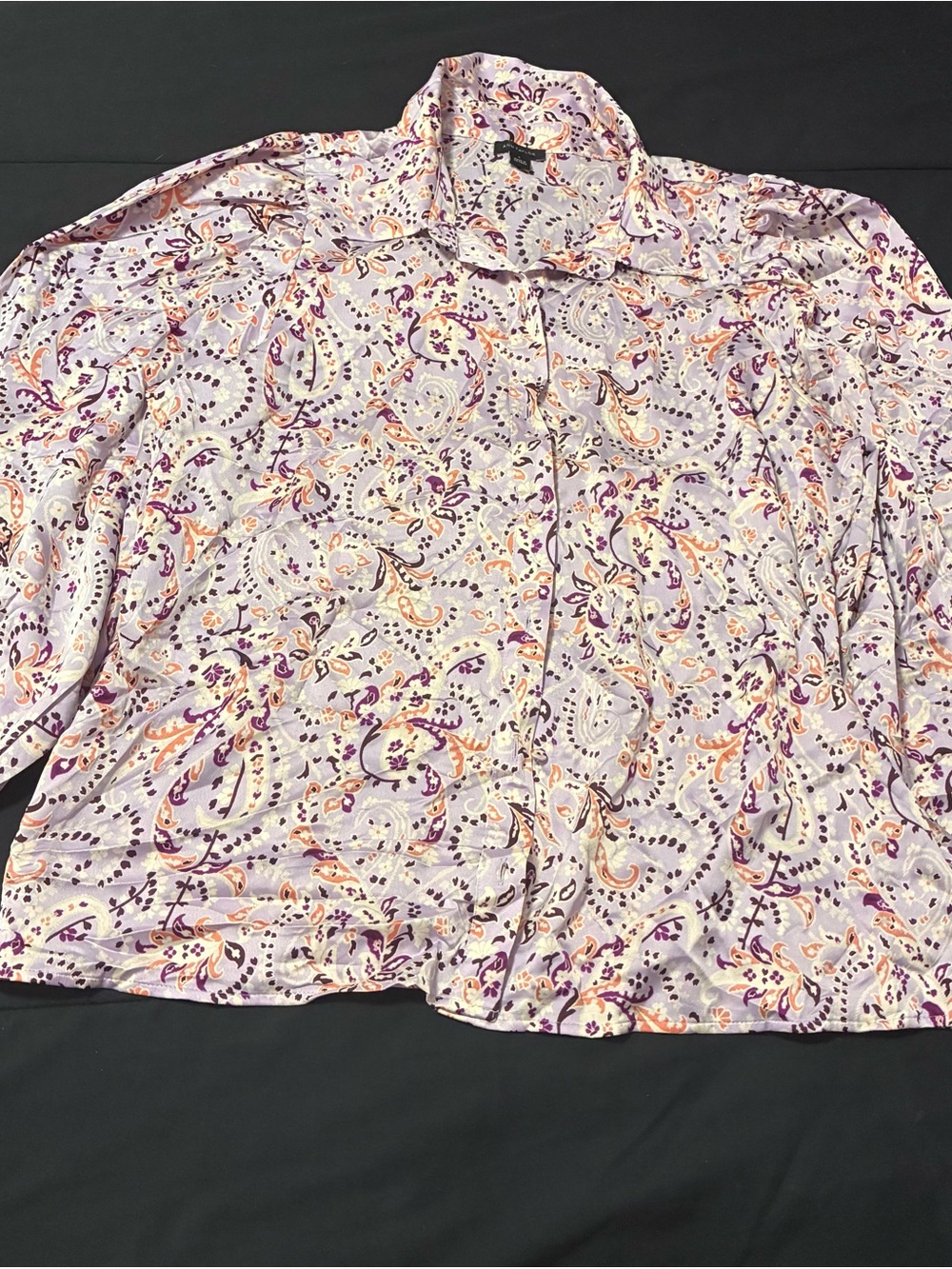 Ann Taylor Lavender Paisley Button-Down Shirt with Purple and Peach Accents